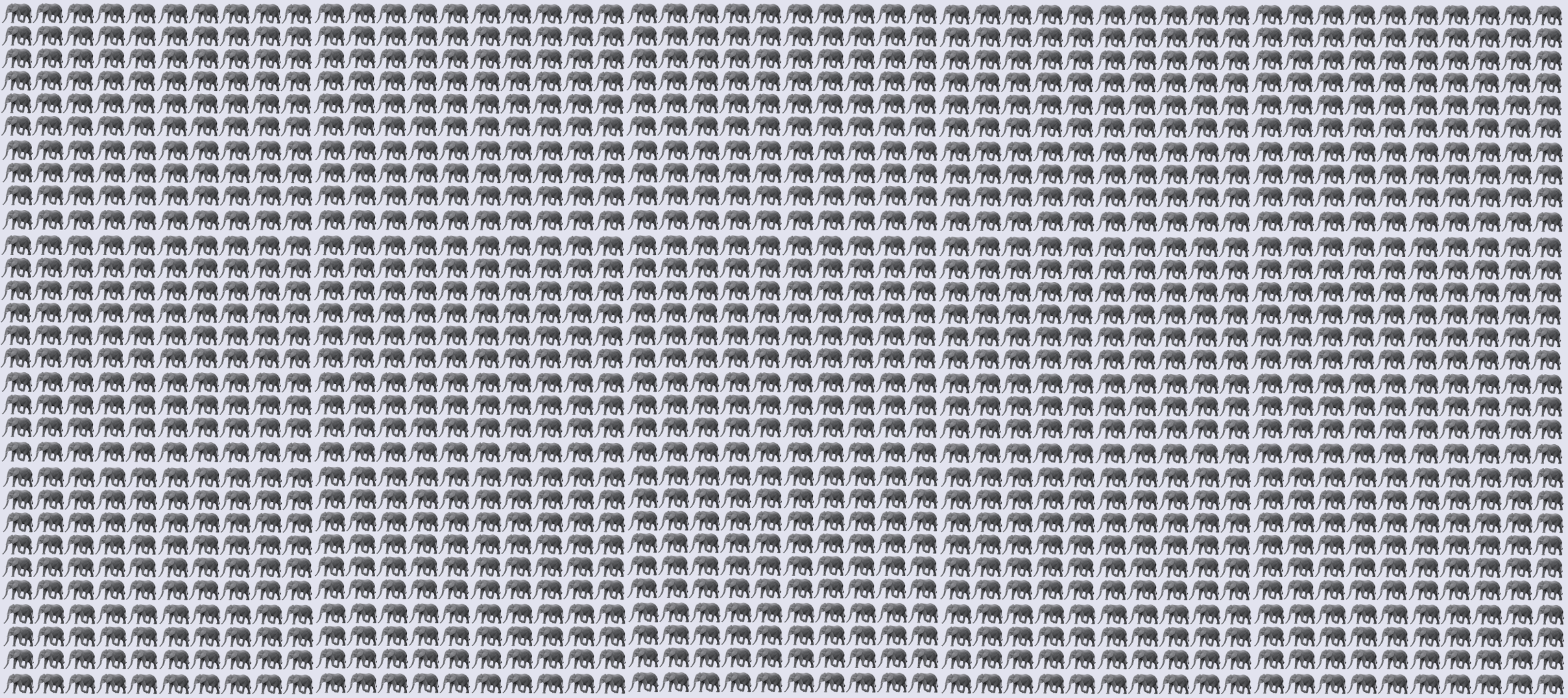 (Each Elephant = 1,000 Elephants or 3,000 tons)