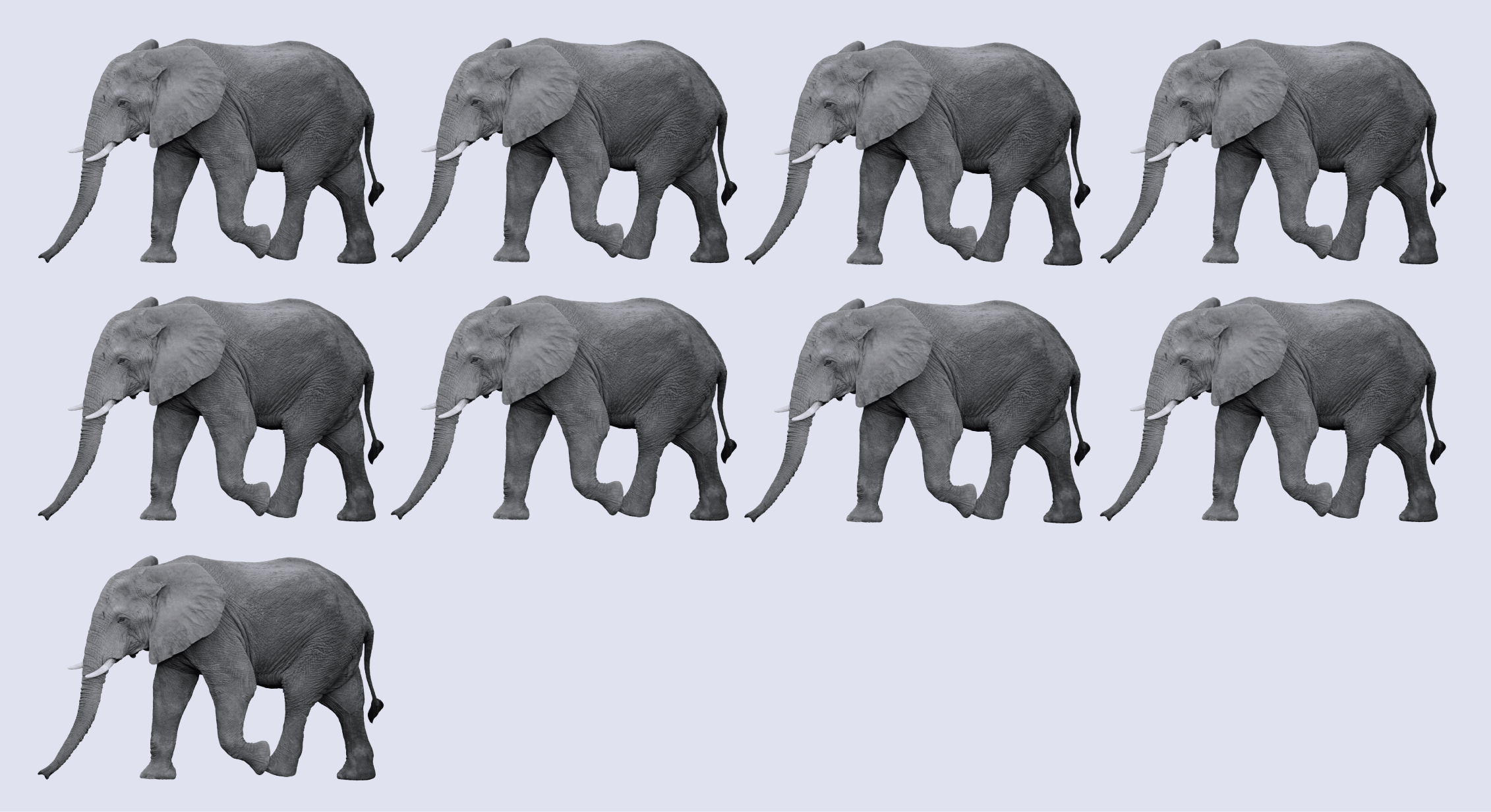 (Each Elephant = 1,000 Elephants or 3,000 tons)