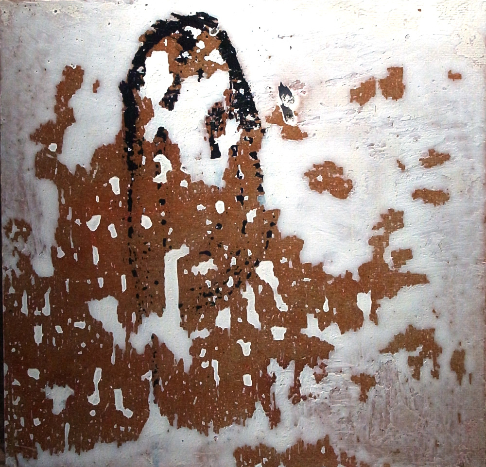 Meditative Structure - MS-L.002 – Connecting with the Bees, Mixed Media on Linoleum (2013)