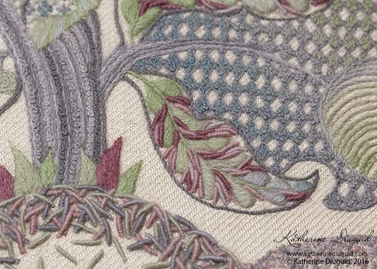"Hope" Jacobean Crewelwork- detail