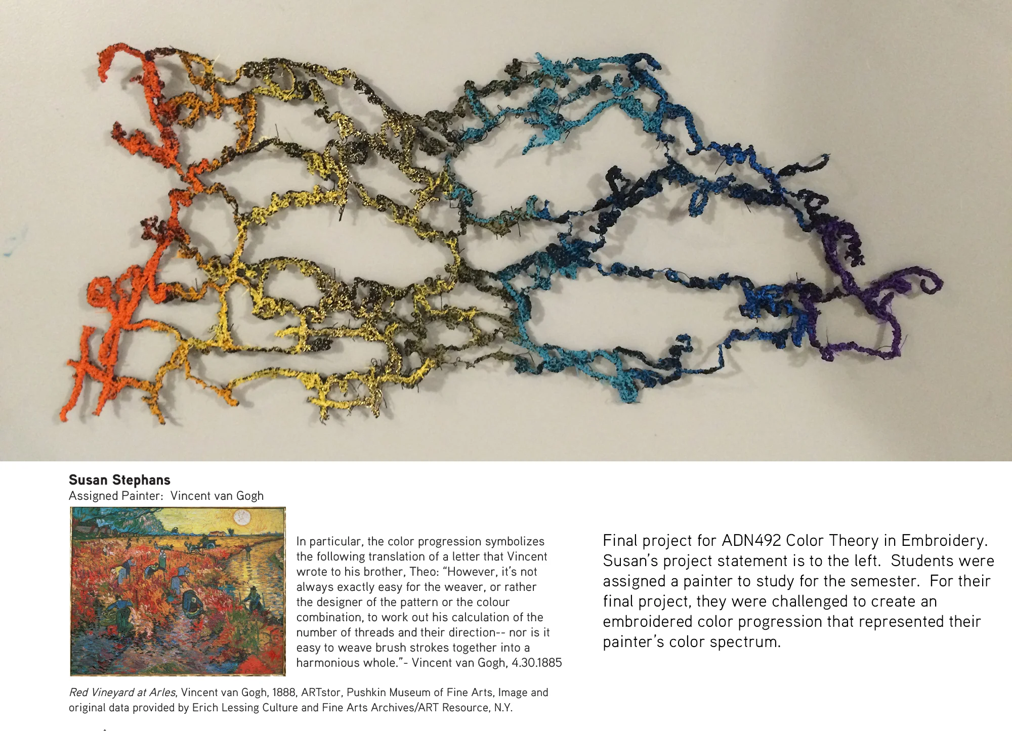 Susan Stephens ADN492 Color in Embroidery, Fall 2014