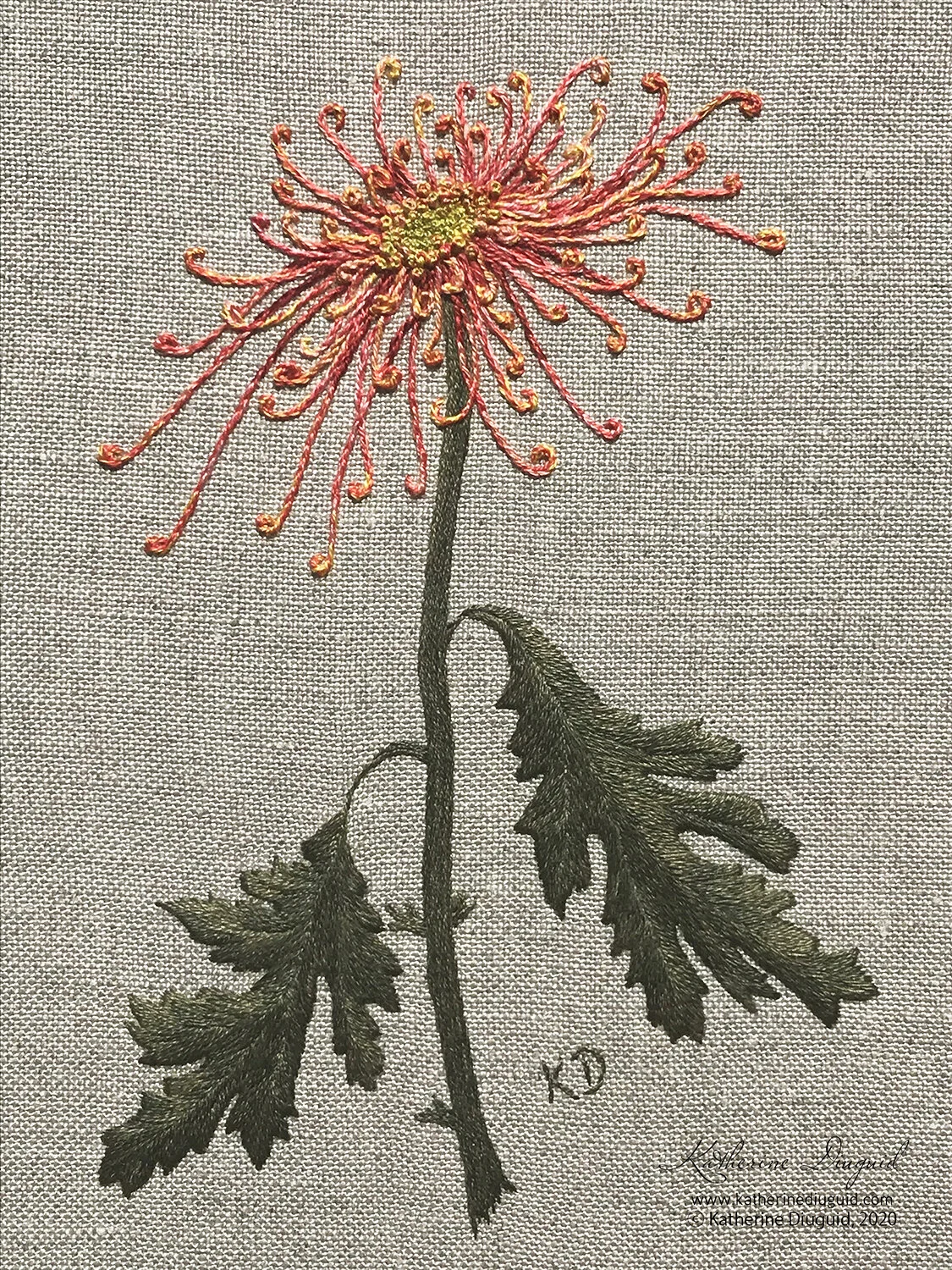 Spider Mum embroidery workshop hosted by Duke Gardens