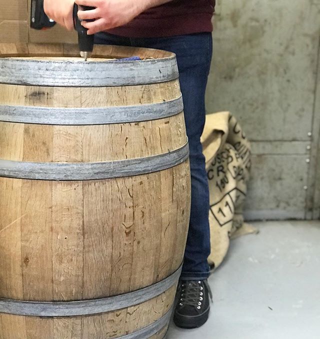 Our roasting manager, Andrew is getting into our Pinot Noir Barrel supplied by @eolahills! We&rsquo;re getting ready to age our Misty Valley, Ethiopia Yirgacheffe for about a week, just in time for Rhapsody in the Vineyard Corvallis wine walk! @coffe