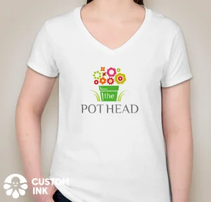 Pot Head Tshirt Women's Short Sleeve V-Neck