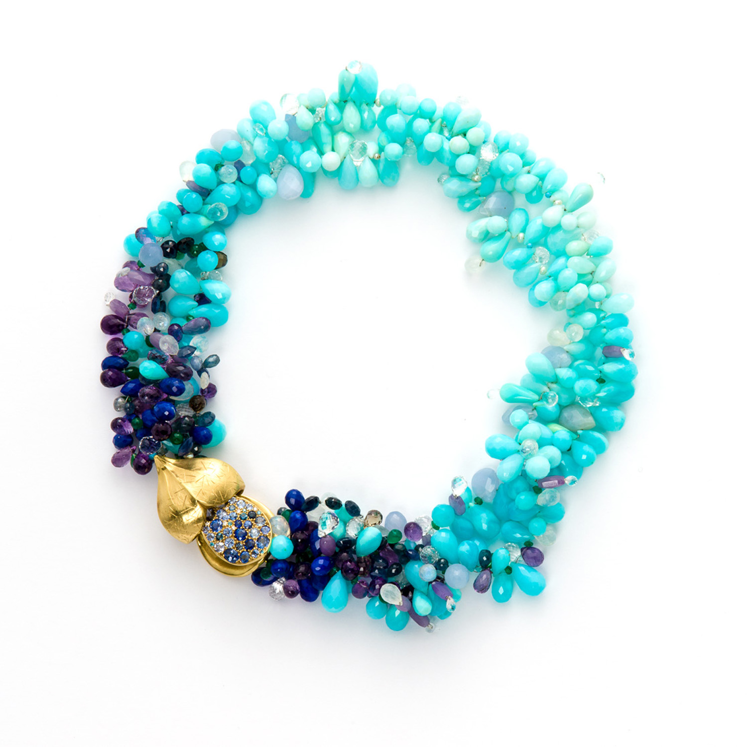 “Signature” Lapis Lazuli and Peruvian Opal Double Strand Necklace