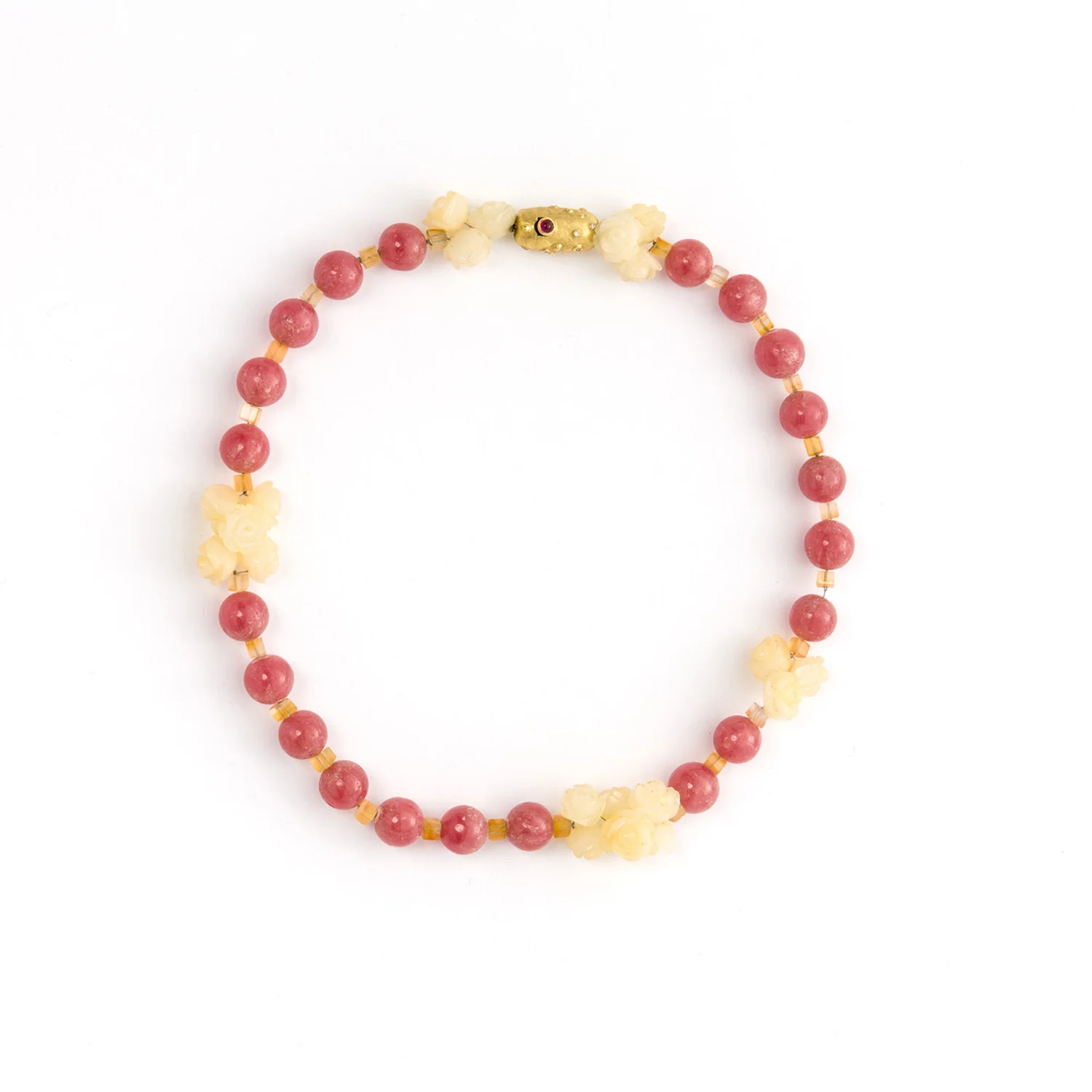 Yellow Roses and Rhodocrosite Necklace