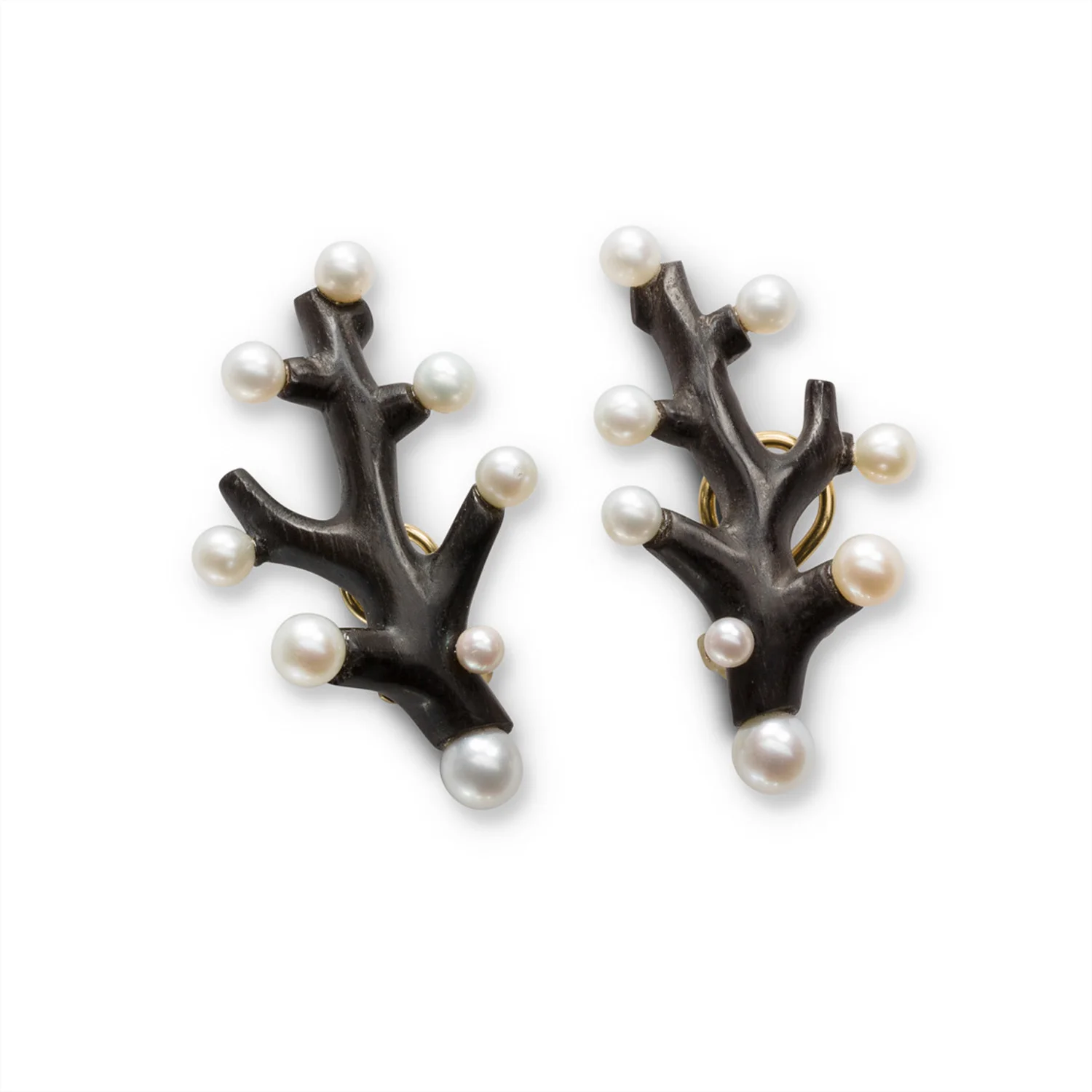 Ebony hand-carved branches earrings 