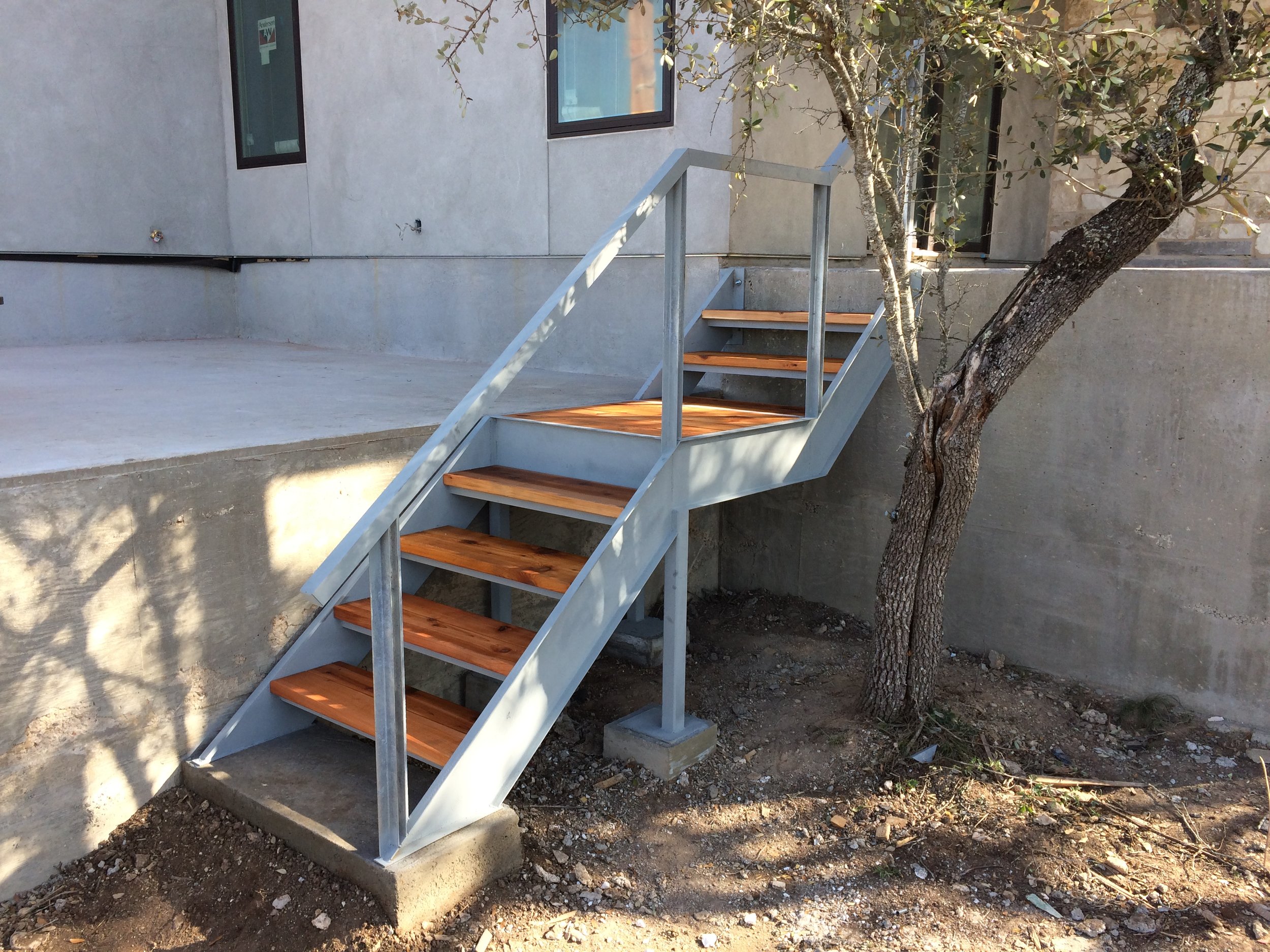 Some more Galvanized metal stairs with cedar treads. This set is almost complete. Just waiting on my stainless steel cable and hardware to come in. 