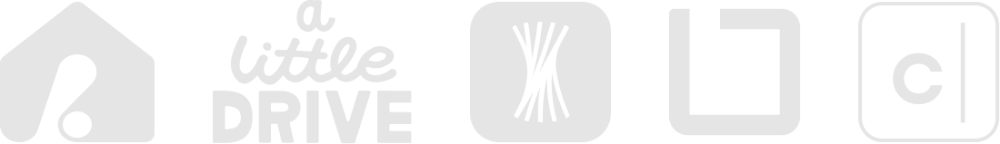 An image displaying the logos of several companies Carlin Pixelworks has worked with, including Onsemble, A Little Drive, Remento, The Boring Lab, and the Clear design system