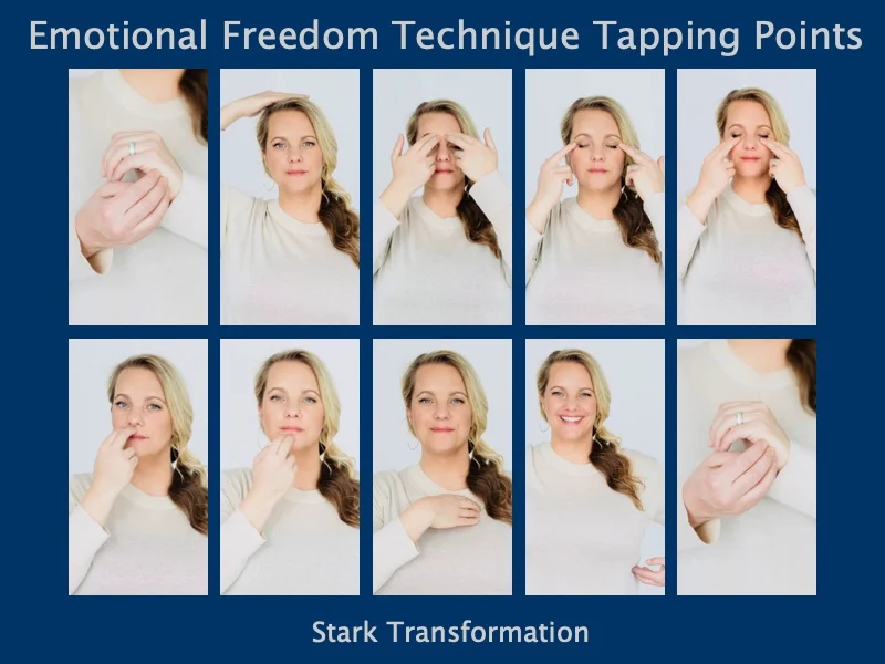 Tap each of these points roughly 7 times and say, “Even though I have this (fill in the blank), I deeply love and accept myself.” Pay attention to the thoughts and feelings (emotional and physical) that are coming up and feel free to tap on these thoughts and feelings. You can also tap on the number you started with.