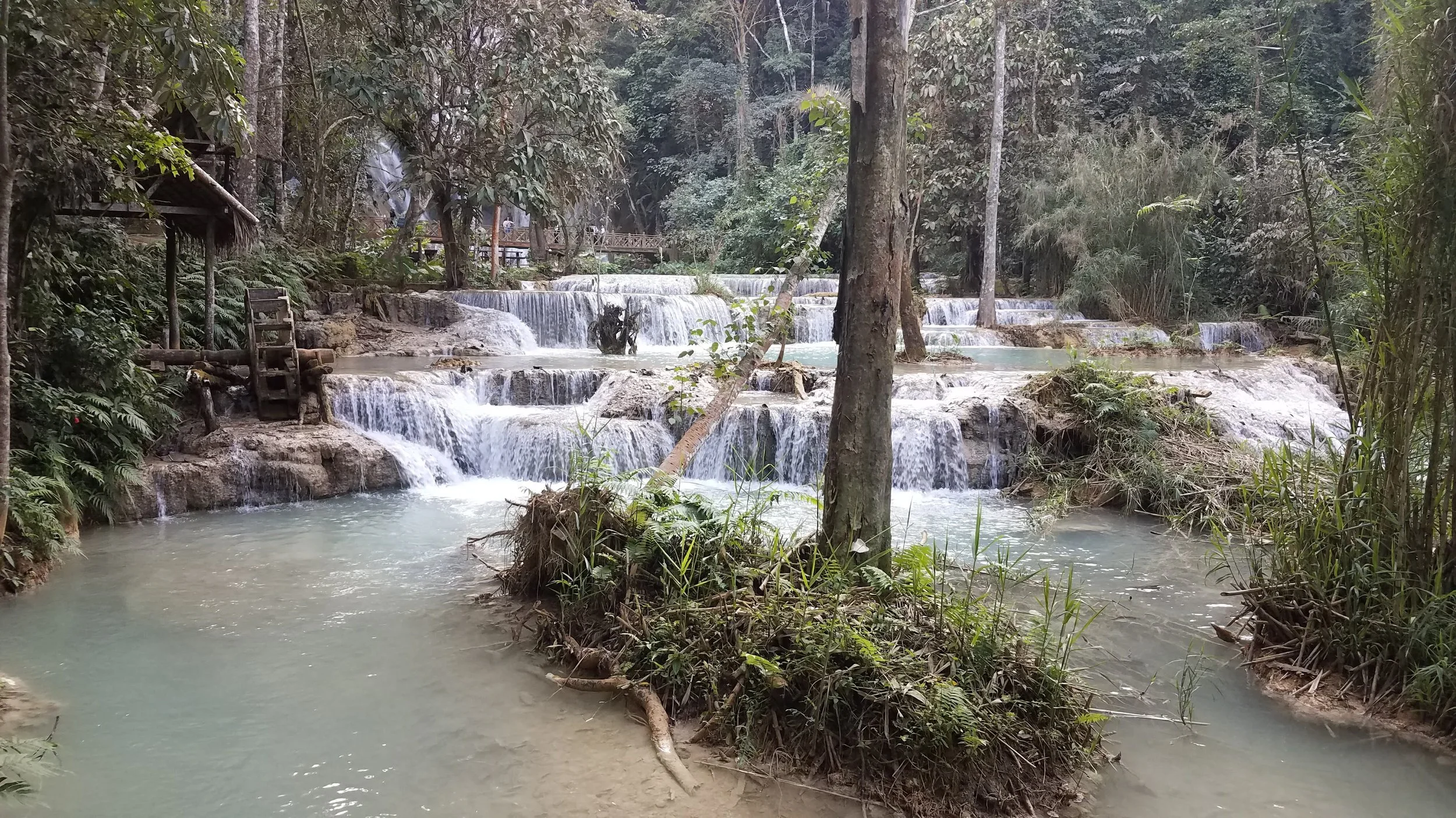 The waterfall continues spilling down forever