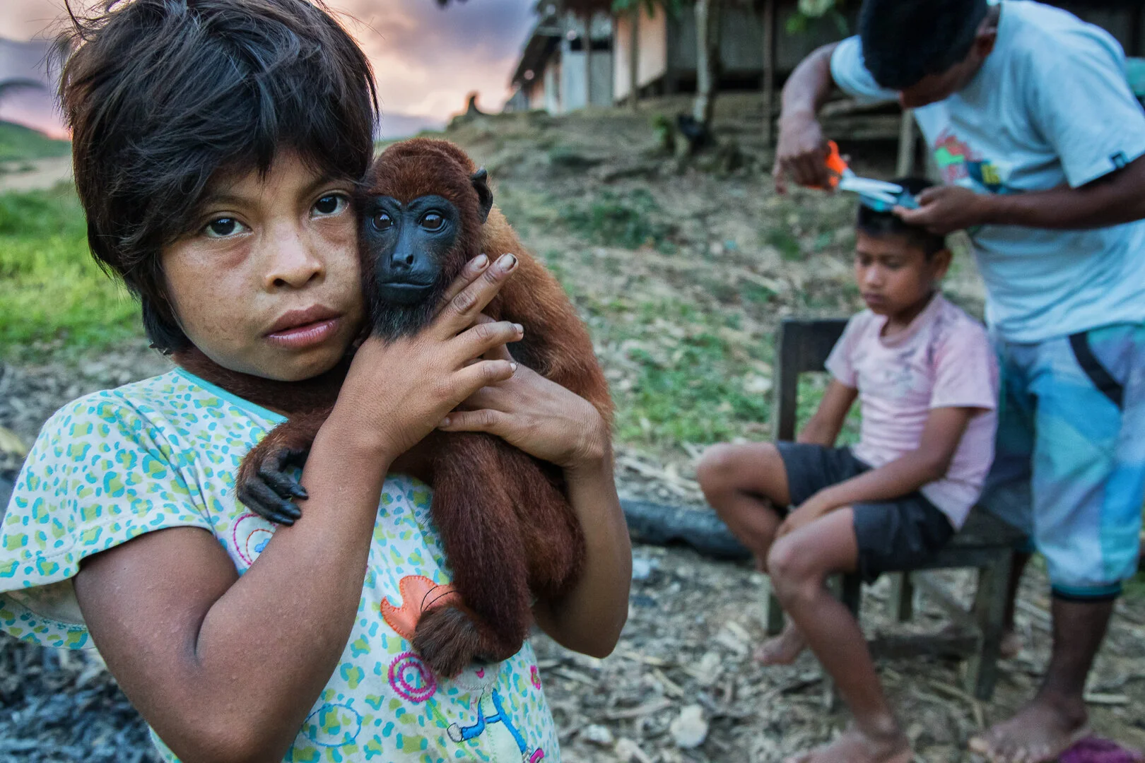 Miluska with her monkey