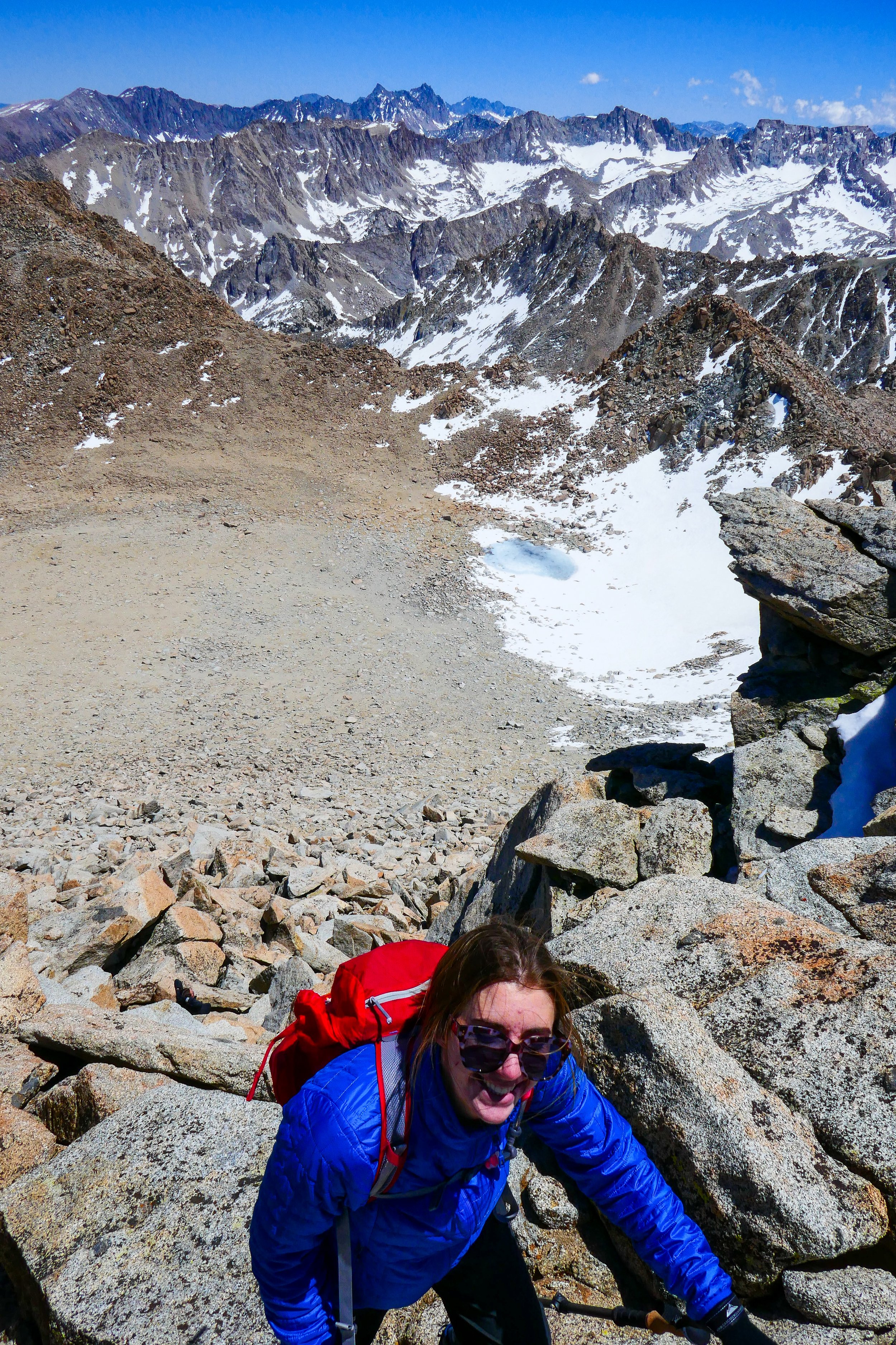My friend, Sarah, approaching the summit of Mt. Lamarck