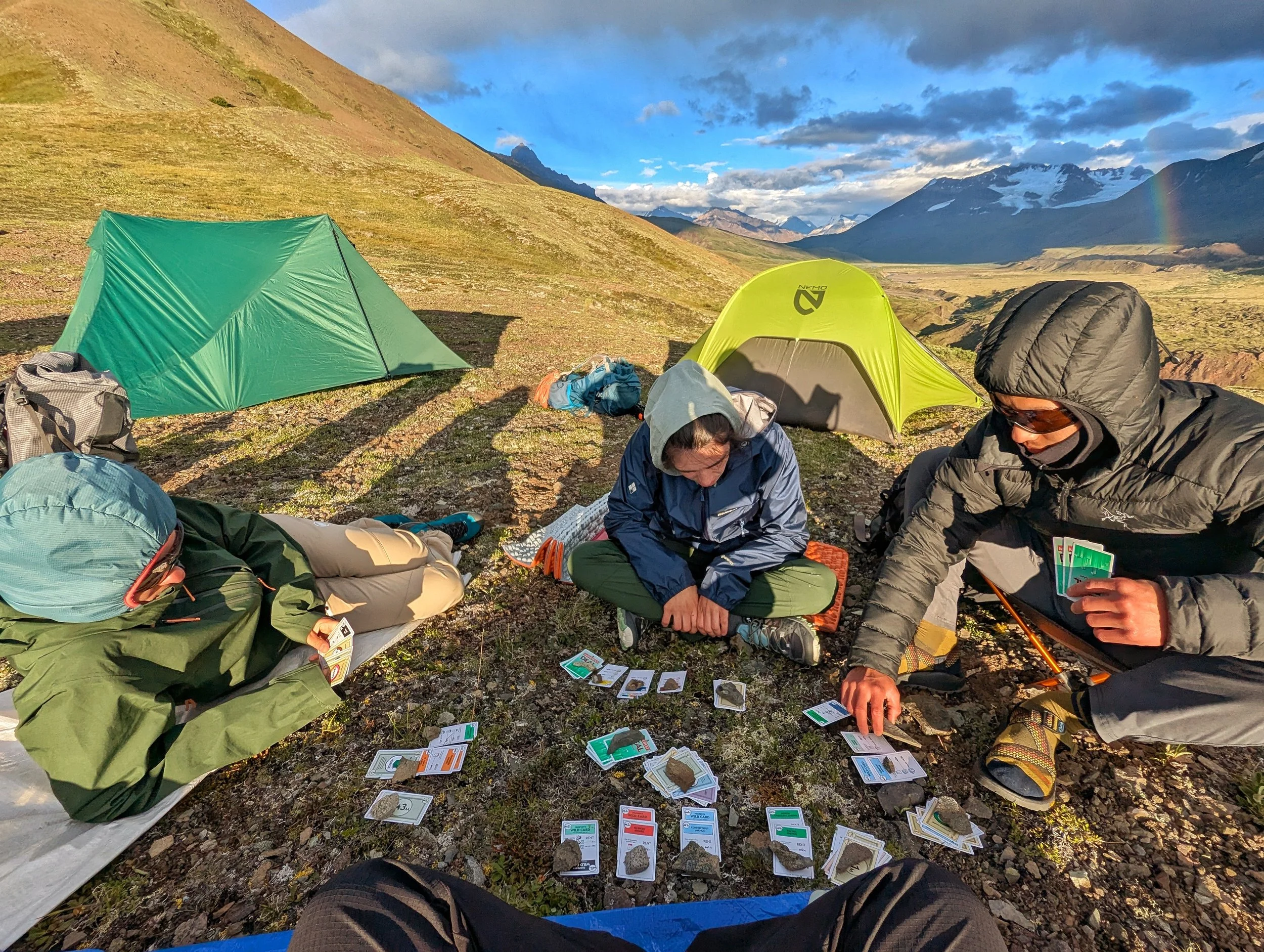 Playing Monopoly at camp.
