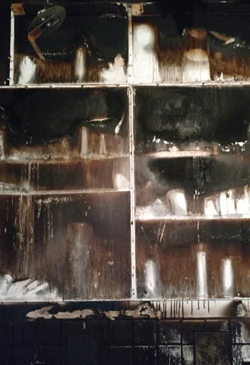 Burned exposure left by the fire. 