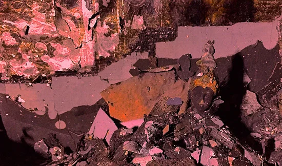 Light casting a rose colored hue. 