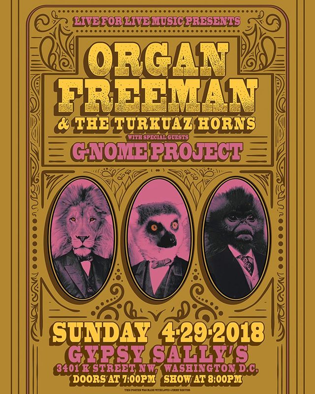 DC! We’re coming to @gypsysallys on April 29th with the @turkuazband horns. Special guests @g_nomeproject will be getting the party started.

Info: https://l4lm.com/2pRkDCa