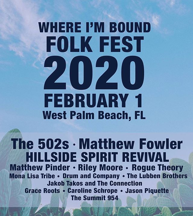 Hey hey! We have exciting news...
February 1st we&rsquo;re playing in West Palm @whereimboundfolkfest and we hope to see all your beautiful faces! Come hang, bring your dance shoes, and get ready for an amazing time ❤️