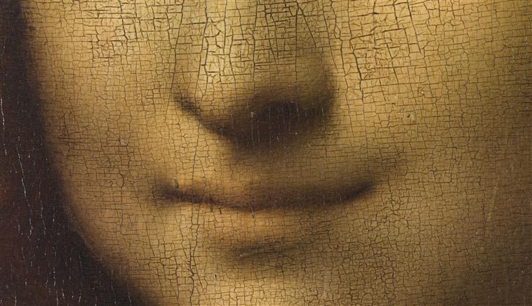  Detail of  Mona Lisa 's smile, including craquelure 