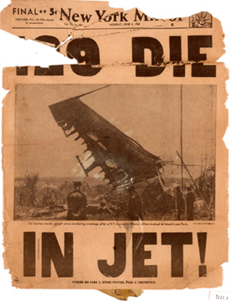 New York Mirror front page, inspiration for Warhol's 129 Die in Jet