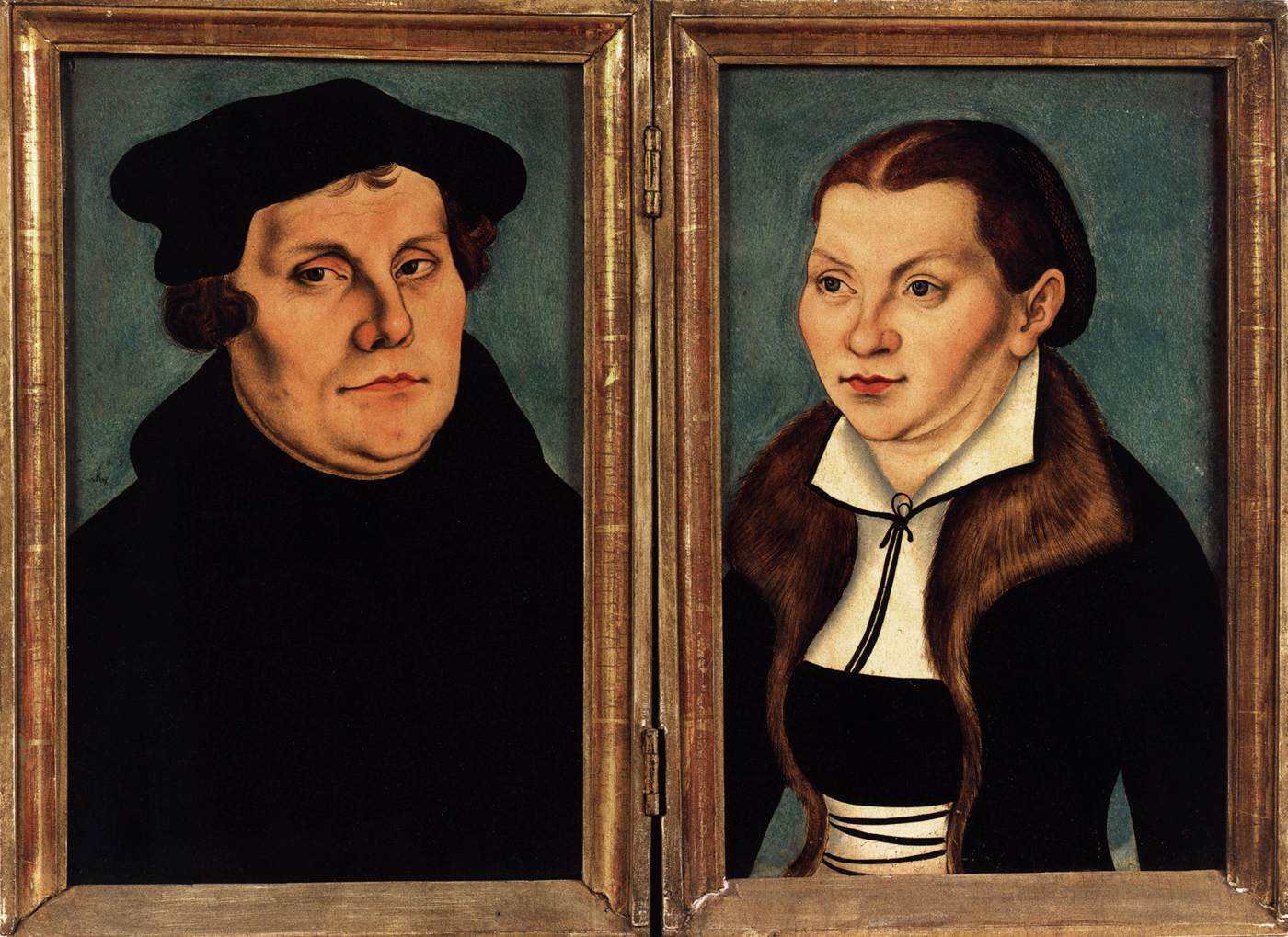 Lucas Cranach the Elder (workshop), Diptych with the Portraits of Luther and his Wife, 1529 