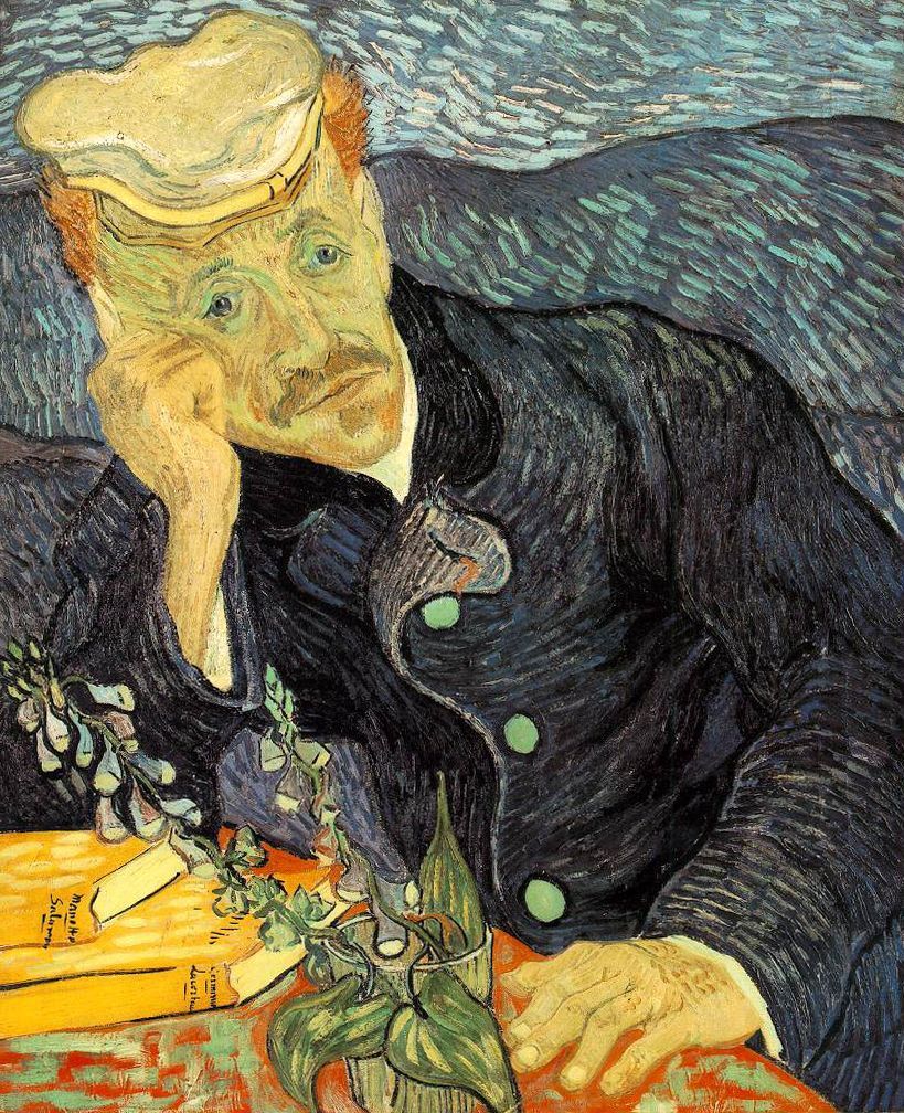 Vincent van Gogh, 	Portrait of Dr. Gachet, 1890, Oil on canvas, 23.4 in × 22.0 in, Private collection