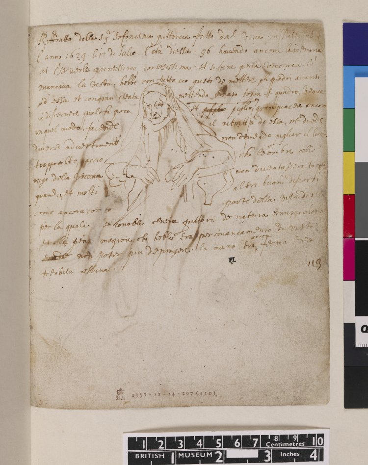 Anthony van Dyck, sketchbook page featuring drawing of Sofonisba Anguissola, 1624. (Copy)