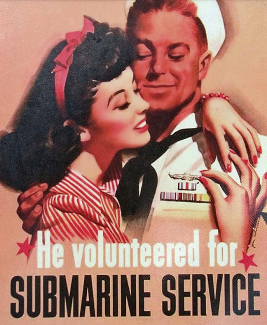 American Propaganda Poster, John Whitcomb,  "He Volunteered for Submarine Service", 1944