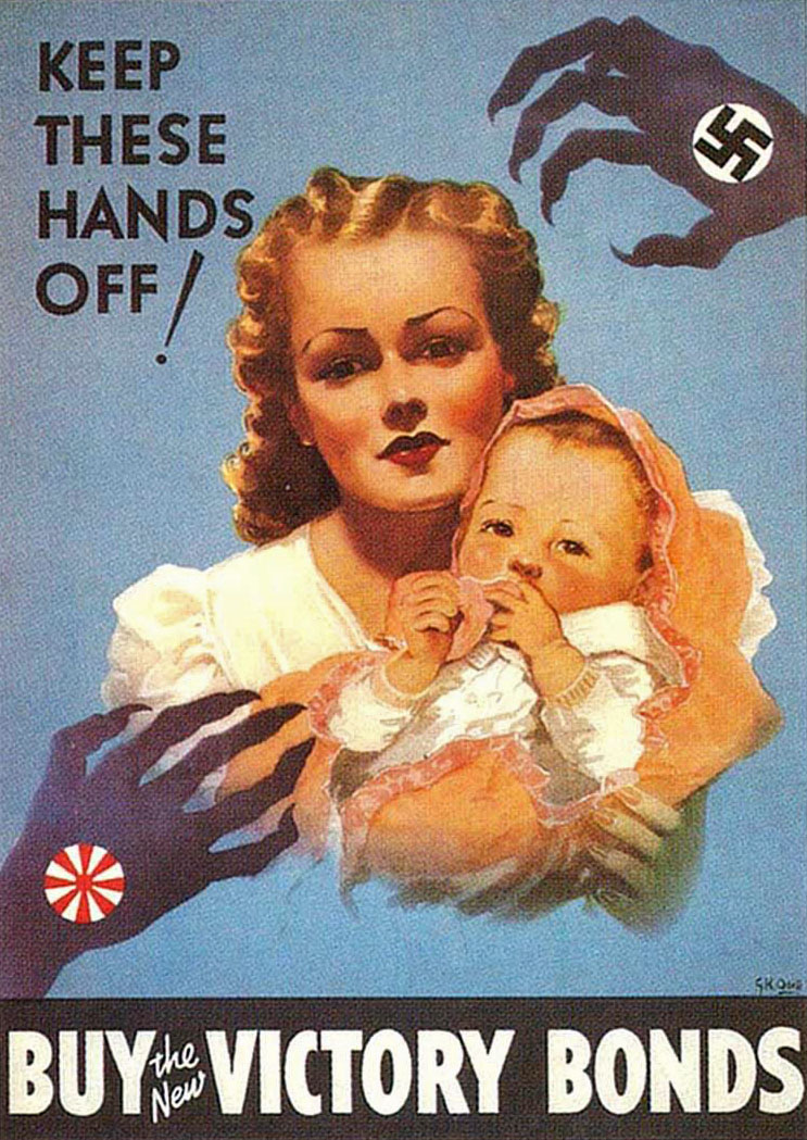 Canadian Propaganda Poster, Gordon Odell,  "Keep These Hands Off," 1941-42