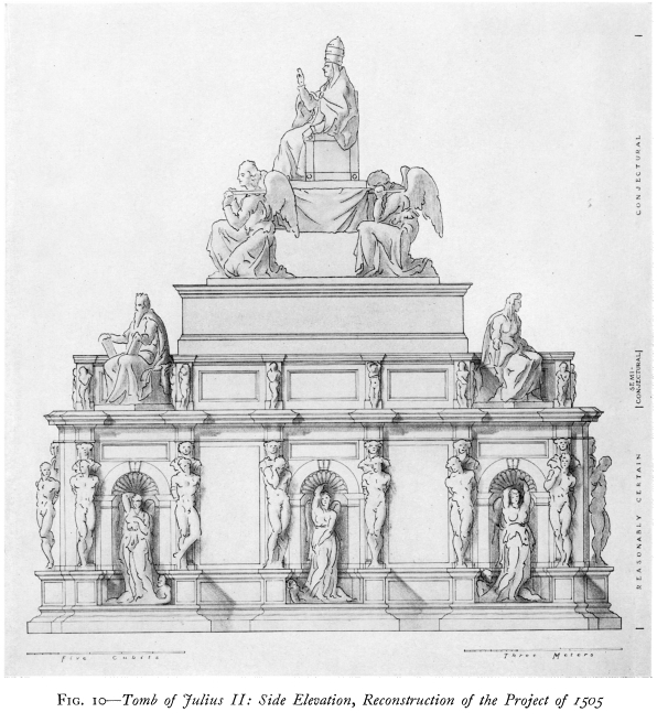 Michelangelo, designs for the Tomb of Pope Julius II (as reconstructed by Erwin Panofsky), c. 1505-1507
