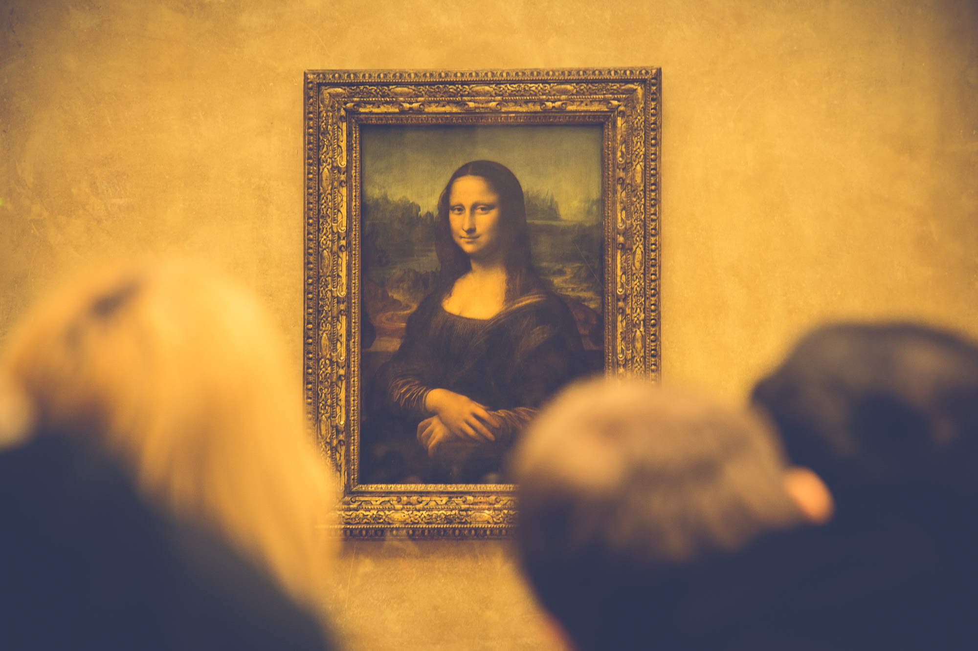 The Mona Lisa on view at the Louvre