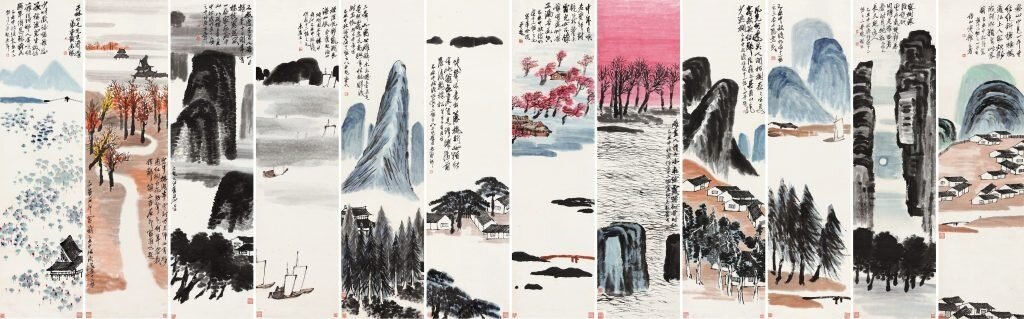 Qi Baishi, Twelve Landscape Screens, 1925