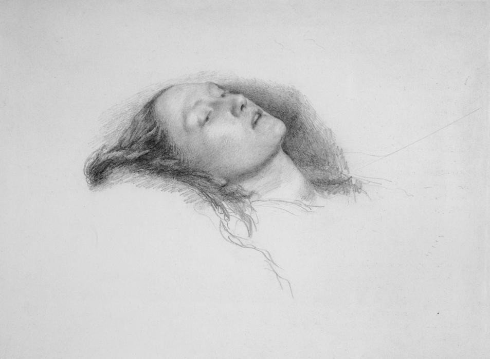 John Everett Millais, Study for Ophelia, c. 1851.
