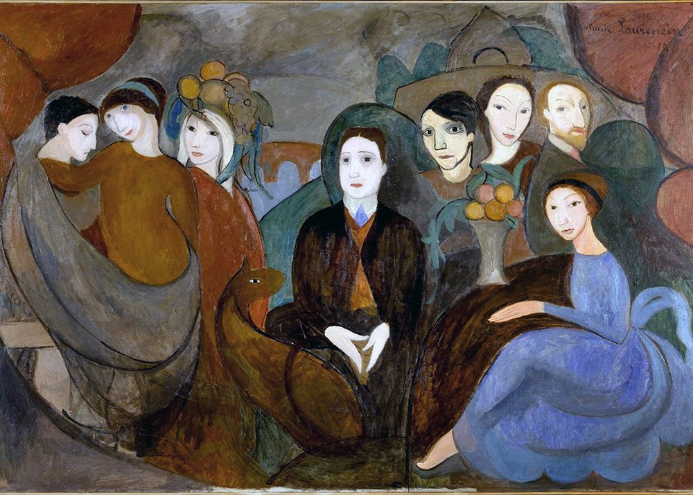 Marie Laurencin, Meeting in the countryside: The Noble Company, 1909, depicting Gertrude Stein and others