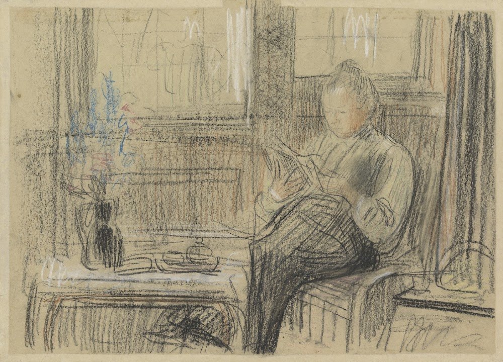 Johan Cohen Gosschalk, 'Portrait of Johanna Cohen-Gosschalk Bonger, reading', c. 1906. Van Gogh Museum, Amsterdam (Vincent van Gogh Foundation).jpg