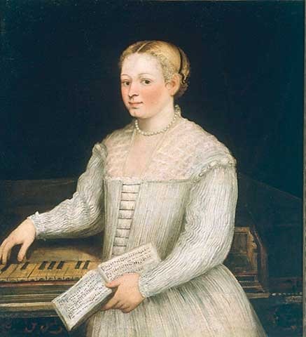 MARIETTA ROBUSTI (1560? – 1590), SELF-PORTRAIT MAKING MUSIC (ALSO TITLED SELF-PORTRAIT WITH MADRIGAL), C. 1578, GALLERIA DEGLI UFFIZI, FLORENCE, ITALY