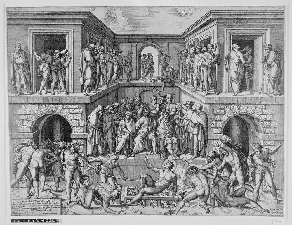 DIANA SCULTORI (1547-1612), AFTER MARCANTONIO RAIMONDI. THE MARTYRDOM OF ST. LAWRENCE, DATE UNKNOWN, THE BRITISH MUSEUM, LONDON, U.K.