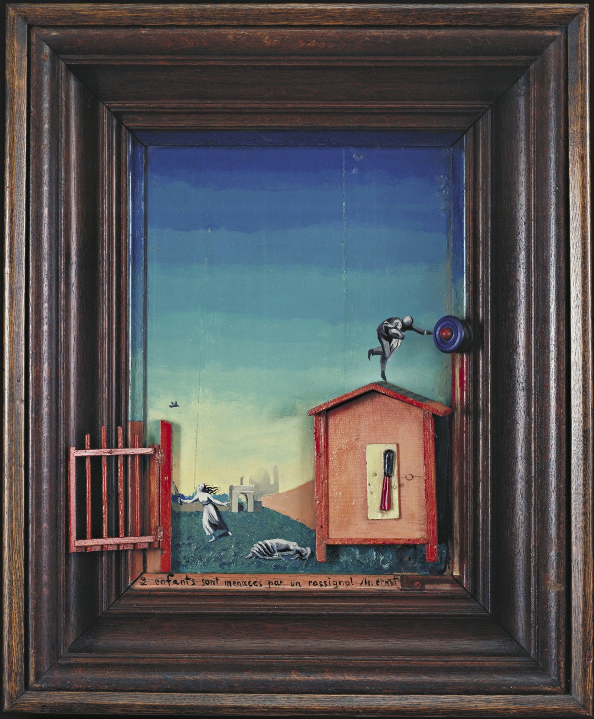 Max Ernst, Two Children Are Threatened by a Nightingale, 1924
