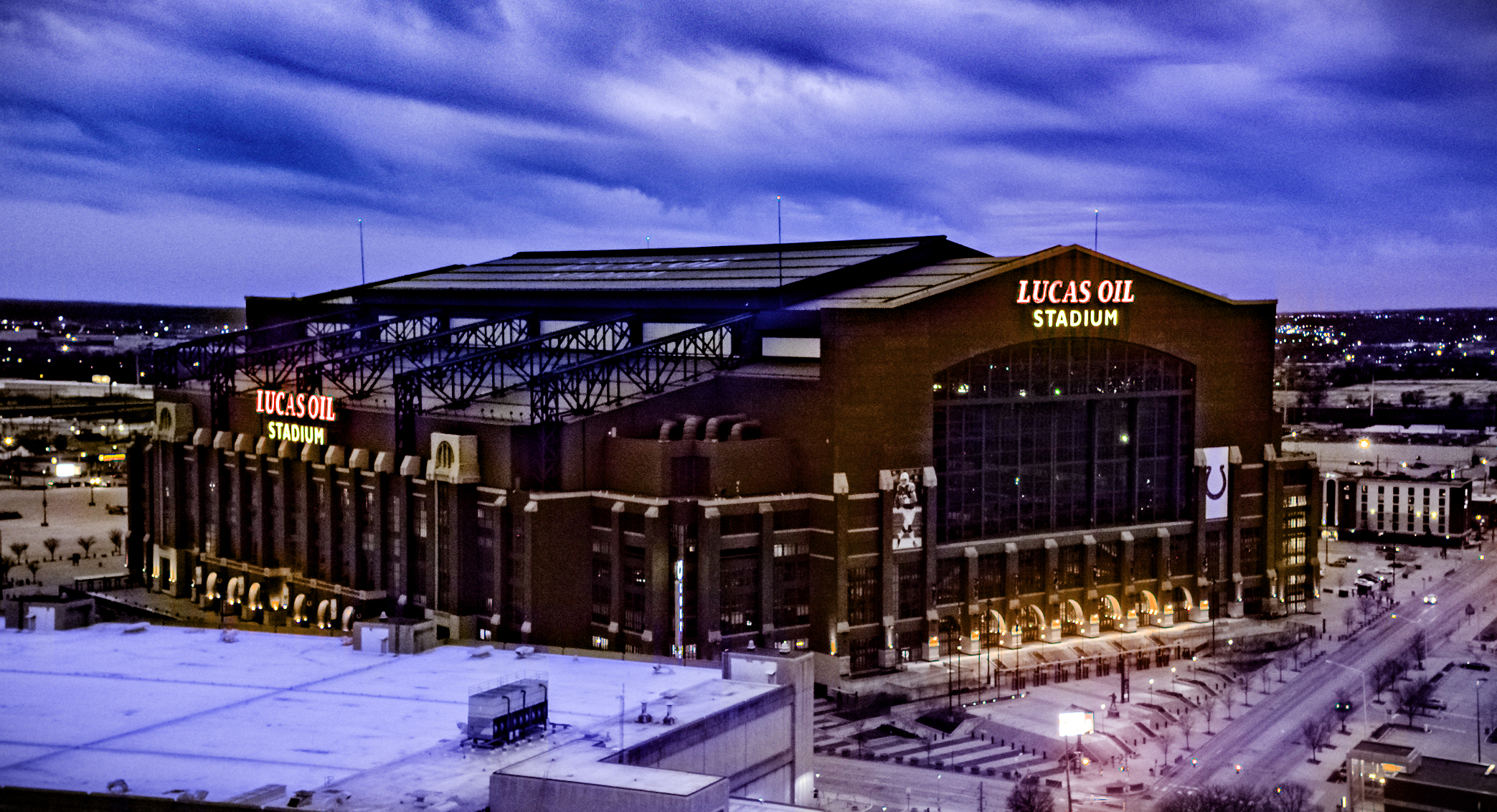 Lucas Oil Stadium at Dusk | 317 Aerials