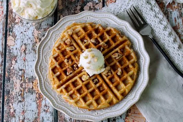 Carrot Cake Waffles with Cream Cheese Butter