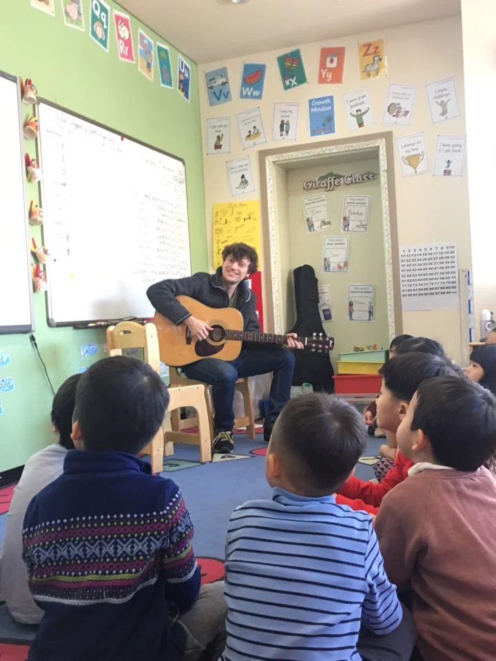 Singing songs with Kindergarten students at BIK International school in Seoul.