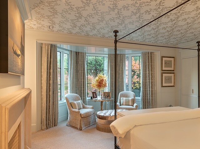 Such fun being part of this major renovation in a classic Eastover home. We assisted in the design process including the custom carved limestone fireplace and fluted cabinetry. Rich fabrics, drapery and bedding making this master suite...dreamy.
.
.
