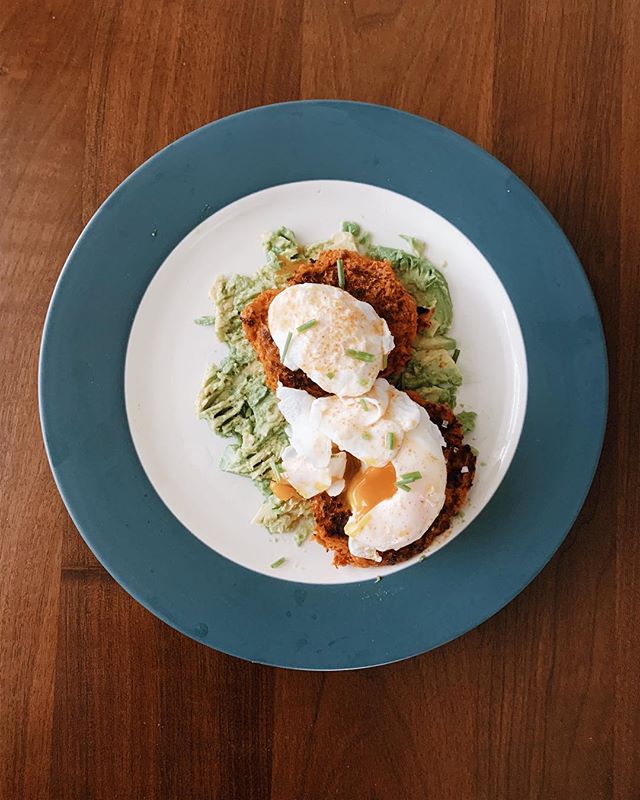 Starting the morning with some paleo eggs Benedict from @primal_gourmet The recipe was delish and @trevorhawley nailed the poached eggs on his first attempt.