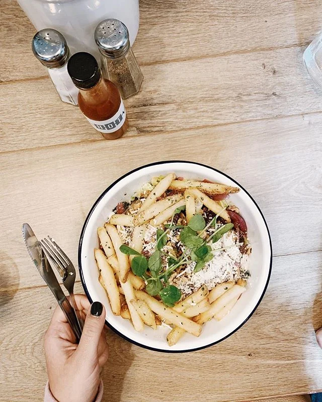 Craving my favorite salad ever from @souvla. If you’re wondering where the salad is, it’s under the fries (Greek style) A salad with fries has to be one of the best inventions ever.