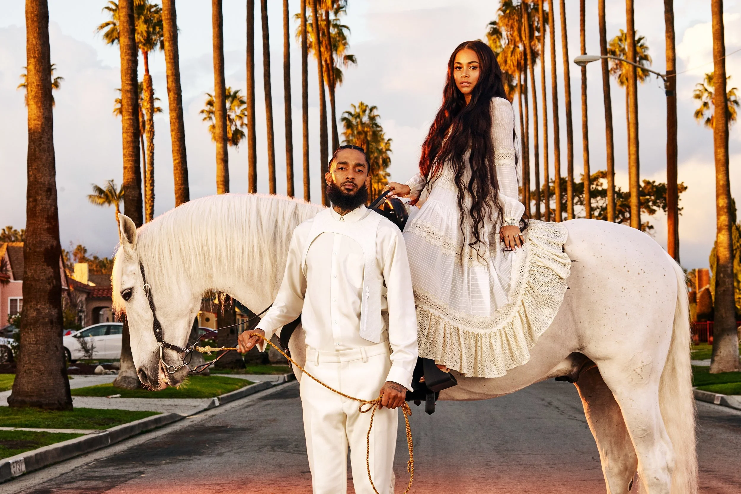 Nipsey Hussle and his girlfriend Laura London in GQ’s photoshoot. The issue was titled “California Love” (Photo by: GQ Magazine)