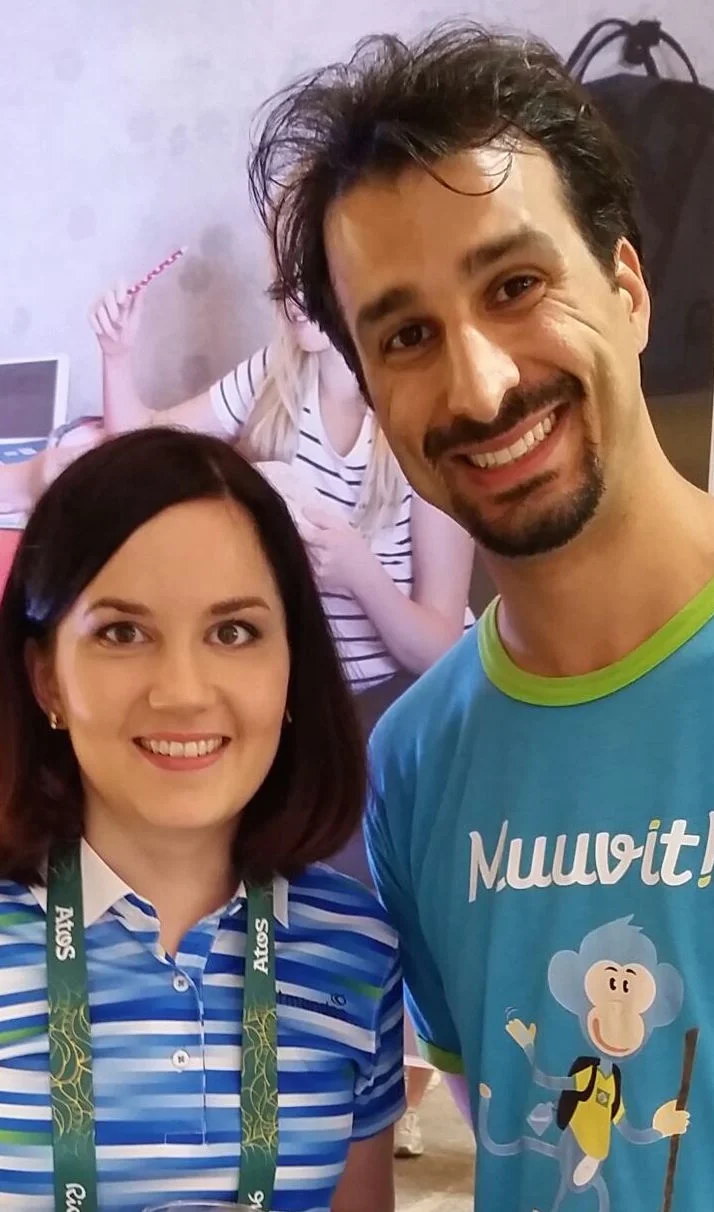 Minister for education of Finland, Mrs. Sanni Grahn-Laasonen and Maxwill Braga of Muuvit Brazil at the Finland House in Rio de Janeiro.