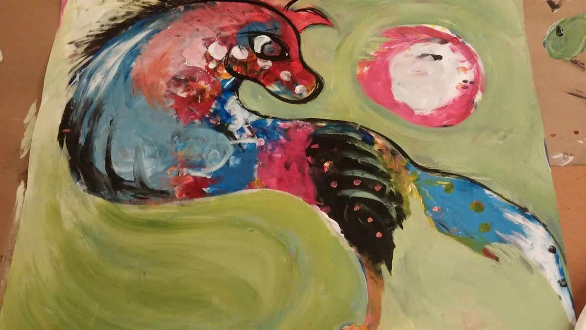 Painting number 2 went through some major changes, starting with this first grab, which I also liked a lot, but I needed to go somewhere.