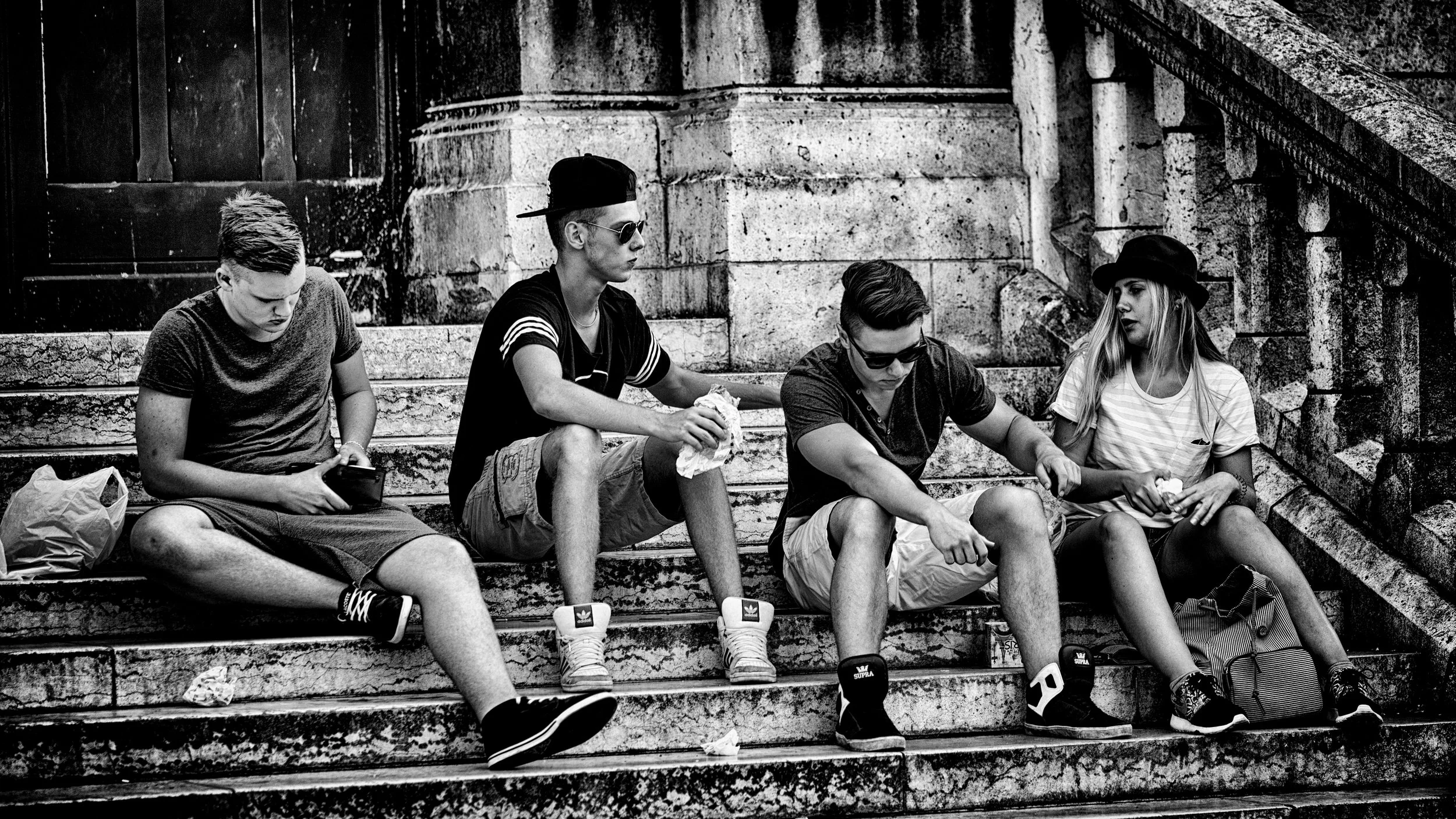 On the steps of the Sacre Couer.
