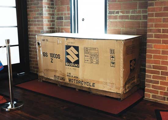 An original 1982 Katana GS1000SZ, still in the crate.