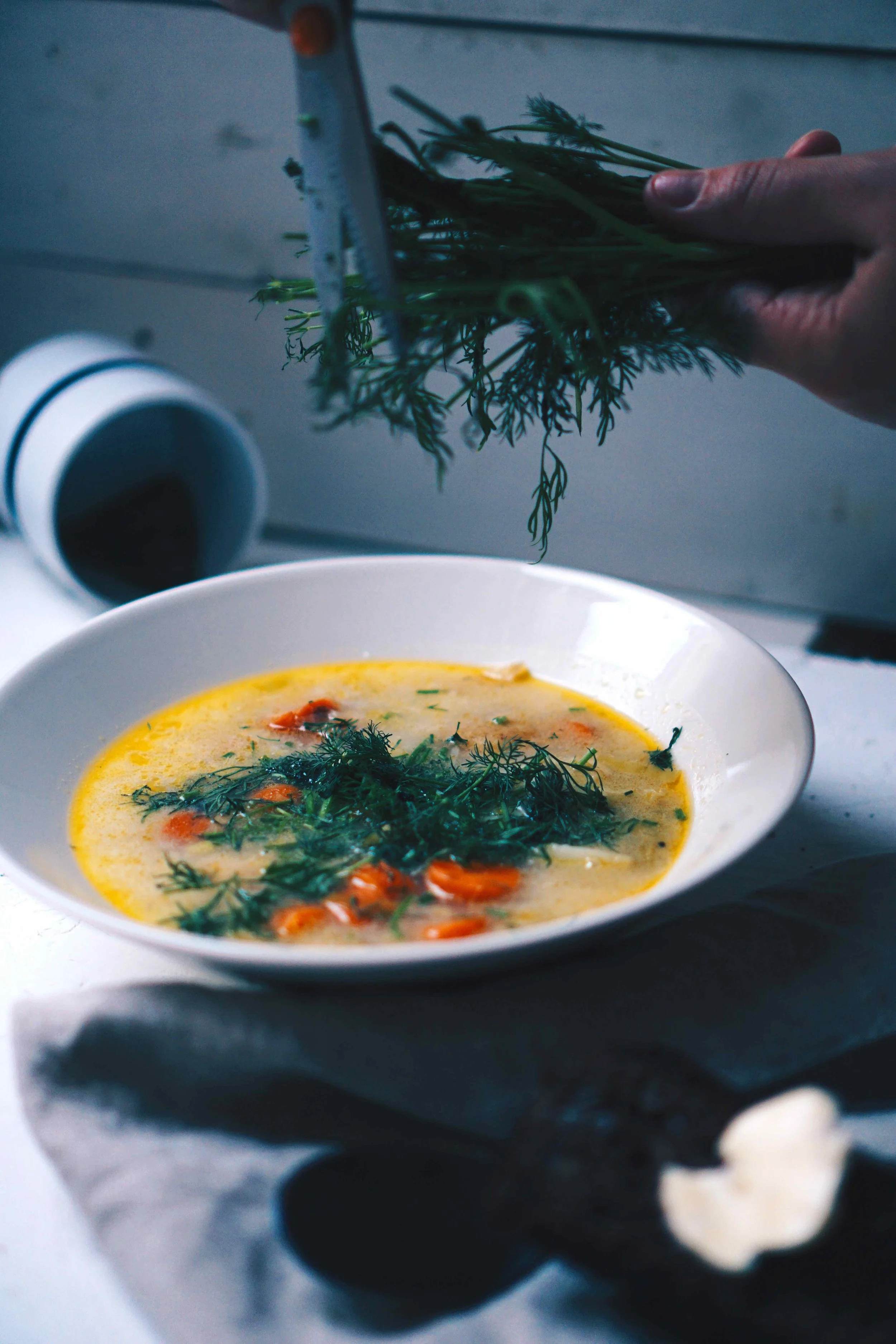 I ended up scissoring way too much dill on top of the soup during our photo-shoot.